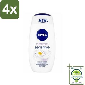 Nivea - Crème Sensitive - Douchecrème - 250 ml - Voordeelverpakking - 4 stuks - Douchecrème - Gevoelige huid