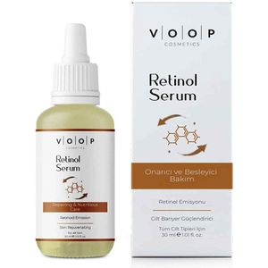 Voop Cosmetics Retinol Serum - Retionoid Emission - Skin Rejuvenating - Anti-rimpel en Anti-verouderingsbarrière Herstellende & Regenererende Huidvernieuwingsserum (1% retinol + ceramiden) - Alle huidpyten - 30 ml