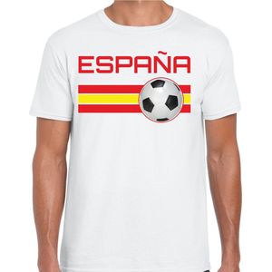 Espana / Spanje voetbal / landen t-shirt met voetbal en Spaanse vlag - wit - heren - Spanje landen shirt / kleding - EK / WK / Voetbal shirts S