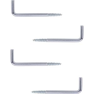 4x Deurgordijn ophanghaken / bevestigingshaken staal verzinkt met houtdraad - L6 x H2 cm - met kruisgleuf voor bevestiging met schroevendraaier - ophanghaken voor deurgordijnen