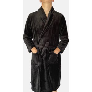 HL Tricot - Heren badjas/kamerjas - Maat M - Mannen - GRIJS -