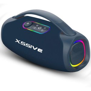 Xssive Bluetooth Speaker met Bass Boost - Grote Speakers Box - Partyspeaker - IPX5 Waterdicht - Draaghendel - Blauw