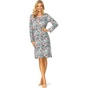 Ascafa Nachthemd 'New Day' - Dames Nachtmode - Lange Mouw - Blauw - Maat 40