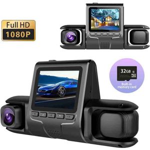 4-kanaals 360° dashcam HD 1080P 4-lens rijrecorder met 32GB geheugenkaart