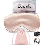 Boncy® Verstelbaar Zijde Slaapmasker met Opbergzakje - Roze Oogmasker - Slaapmaskers Vrouwen en Mannen Zijde