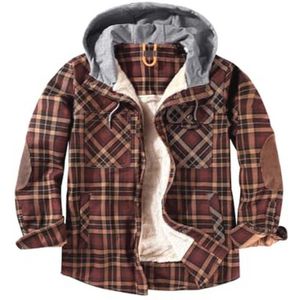 Geruit Vintage Herenhemd met Fleecevoering - Lange Mouwen Overhemden en Jassen