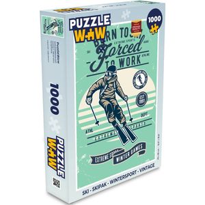 Puzzel Ski - Skipak - Wintersport - Vintage - Legpuzzel - Puzzel 1000 stukjes volwassenen
