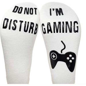 New Age Devi - Do not disturb > I'm Gaming - Sokken - ⁠One Size - Wit met zwarte letters - Do not disturb > I'm Gaming - Sokken - ⁠One Size - Wit met zwarte letters
