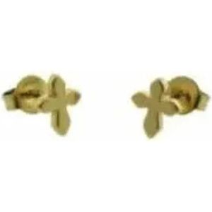 Aramat jewels ® - Oorbellen kruisje zweerknopjes chirurgisch staal goudkleurig 8mm x 7mm unisex