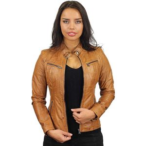 Versano Tulsa Leren Dames Bikerjack Dames Jas S - Cognac