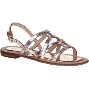 GEOX - Sozy - Platte Leren Sandalen - Goudkleur - Leer