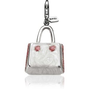 Zinzi zilveren bedel handtas wit roze CHARMS56