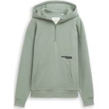 Tom Tailor - Hoodie - Dusty leave green - Met Rits en Statement-badges
