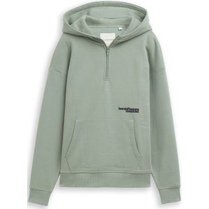 Tom Tailor - Hoodie - Dusty leave green - Met Rits en Statement-badges