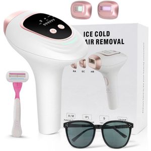 Envigante IPL Ontharingsapparaat | Laser Ontharing | Ice Cooling | 9 Niveaus | Incl. 2 Opzetkoppen | Langdurig haarvrij | Benen & Armen | Hele lichaam