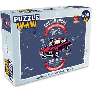Puzzel Auto - Motor - Vintage - Quote - Legpuzzel - Puzzel 500 stukjes