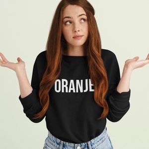 Zwarte Koningsdag Trui Oranje - Maat XXL - Uniseks Pasvorm - Oranje Feestkleding