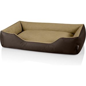 Vierkant hondenkussen voor grote honden - afneembare hoes - wasbaar - XXL beige/bruin fluffy dog ​​bed