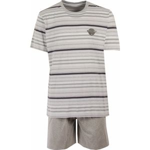 MEQ Heren Shortama - Pyjama Set - 100% Katoen - Grijs - Maat S