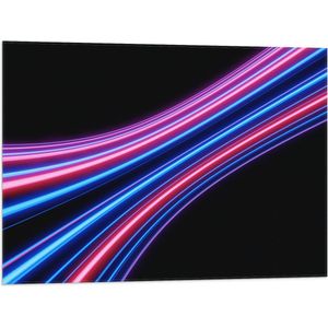 Vlag - Cirkelvormige Roze, Paarse en Blauwe Neon Strepen - 80x60 cm Foto op Polyester Vlag