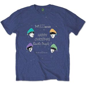 The Beatles - Happy Christmas Heren T-shirt - L - Blauw