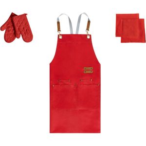 BELIANI BRASSICA - Keukentextiel set - Rood - Polyester