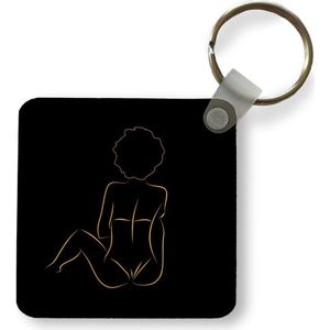 Sleutelhanger - Uitdeelcadeautjes - Vrouw - Zwart - Goud - Line art - Plastic