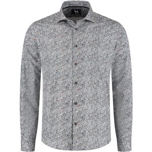 GENTS - Overhemd Paisleyprint strijkvrij - Katoen - Zwart/Grijs - Maat S/S