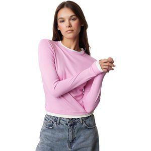 Trendyol Antraciet Kleurblok Aansluitende Viscose/Zachte Stof Rekbare Gebreide Blouse Twoaw25Bz00114