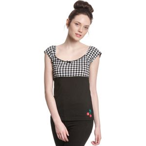 Pussy Deluxe - Plaid Evie Top - XL - Zwart/Wit