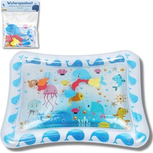 Mamboe Waterspeelmat Wit/Blauw | 70 x 50 cm | Watermat baby | Waterspeelgoed | Speelmat | Speelkleed Baby Opblaasbaar | Tummy Time | Kraamcadeau