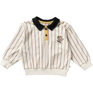 Fine stripe polo sweater cloud dancer 134