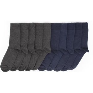 Donkerblauwe sokken / Donkergrijze sokken - Heren sokken - 10 paar - Normale sokken - Multipack Heren Maat 43-46