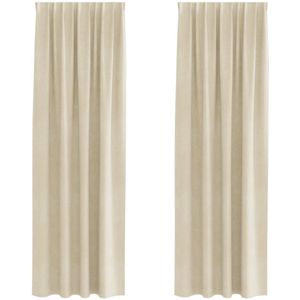 vidaXL - Blackout - Gordijnen - met - Top - Tape - 2 - stuks - Crème - Velours