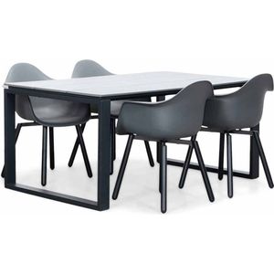 LUX outdoor living Helsinki Grey/Montreux dining tuinset 5-delig | polywood + kunststof | 160cm | 4 personen