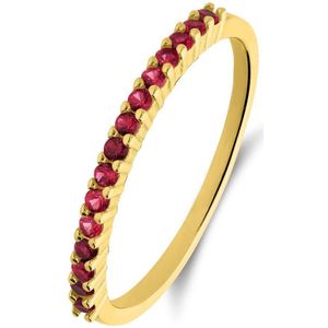 Lucardi Dames Zilveren goldplated ring met zirkonia voor dames - Ring - 925 Zilver - Goudkleurig - 17 / 53 mm