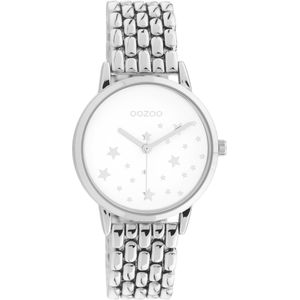 OOZOO Timepieces - Zilverkleurige horloge met zilverkleurige roestvrijstalen armband - C11025