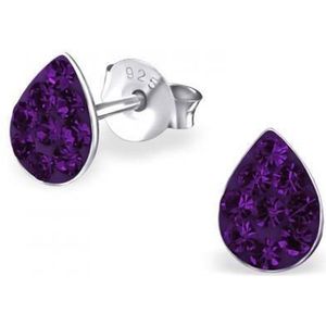 Aramat jewels ® - 925 sterling zilveren oorbellen druppel paars