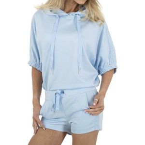 Dames huispak/vrijetijdspak met korte broek S 34-36 lichtblauw