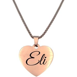 Ketting - Hart - Met Naam - Eli - Rosegoud