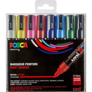 Verfstift posca pc5m m 8st assorti | Set a 8 stuk