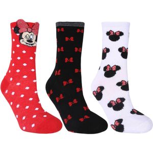 3x Zwarte en rode Minnie Mouse sokken DISNEY