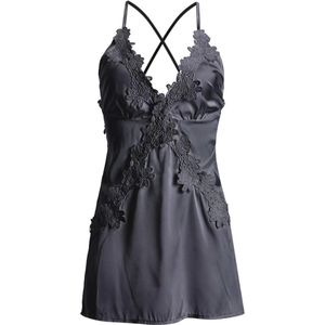 Sexy Pyjama - Nachthemd -Erotische Nachtjurk - Mooi Design - Polyester - Zwart - Maat L