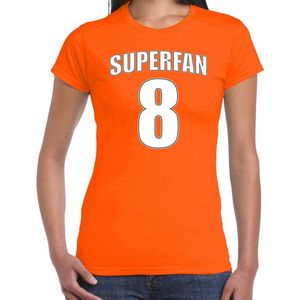 Superfan nummer 8 oranje t-shirt Holland / Nederland supporter EK/ WK voor dames S
