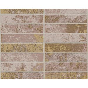 NATUURSTEEN TEGEL BEHANG - beige bruin met glitters- AS Creation Il Decoro