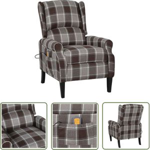 The Living Store Massagestoel verstelbaar stof bruin - Massagestoel - Elektrische Massagestoel - Massage Fauteuil - Loungestoel - Ergonomische Stoel