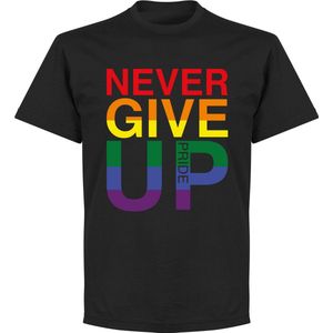 Never Give Up Pride T-Shirt - Zwart - XXXL