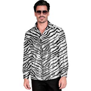 Paillettenshirt Heren Zebra | L/XL