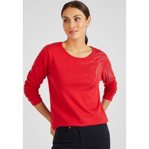 Damart - Trui met mooie studs - Dames - Rood - M