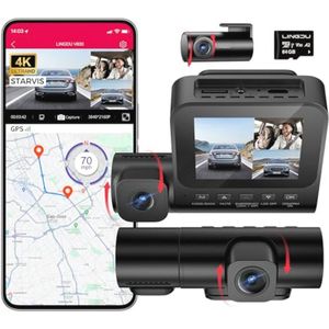 Dashcam 4K + 1080p met GPS en nachtzicht